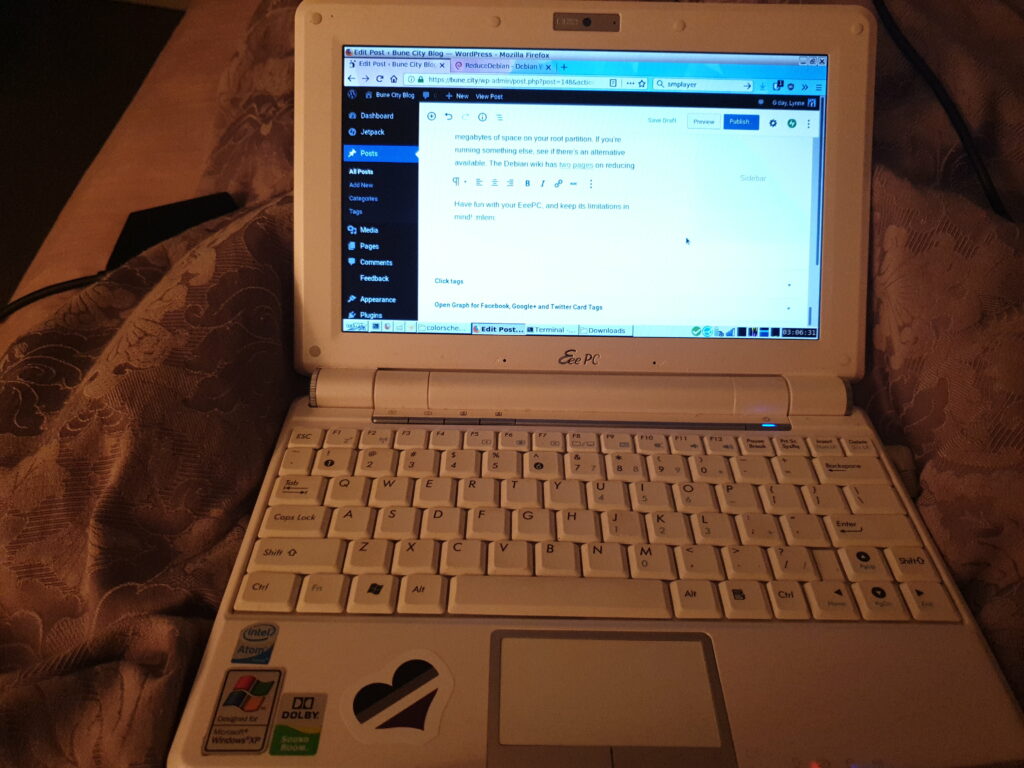 An EeePC writing a blog post