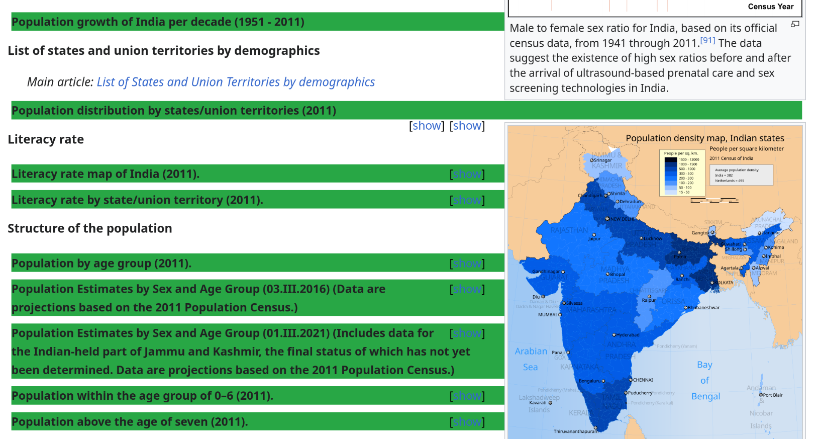 section headings, black text on dark green backgrounds. hard to read, and leak into the page's sidebar.